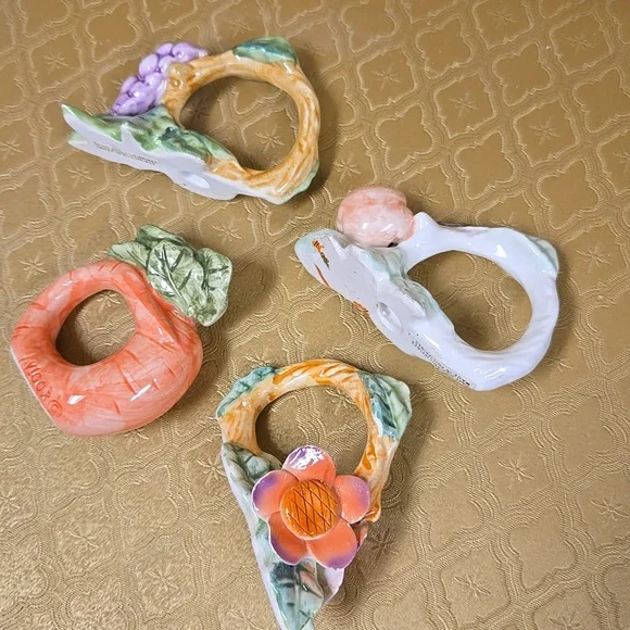 Colorful Ceramic Napkin Rings Set - Picture 6 of 11